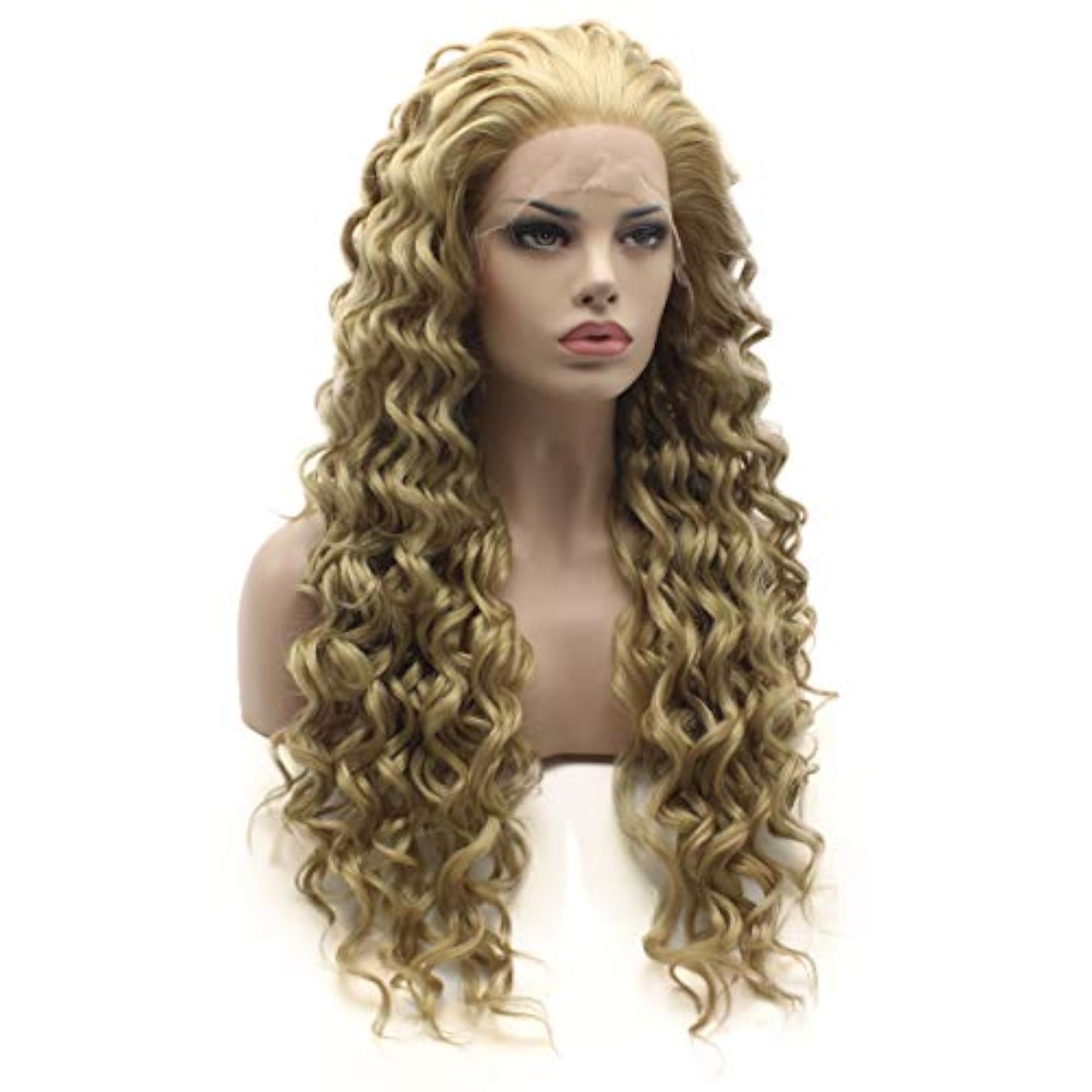 Hair Long Kinky Curly Ash Blond Wig